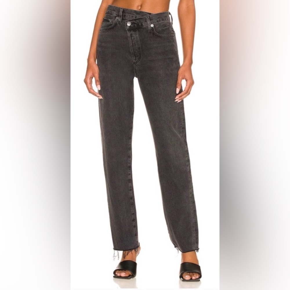 AGOLDE Criss Cross Straight Jeans Organic Cotton Dark Grey Size 25